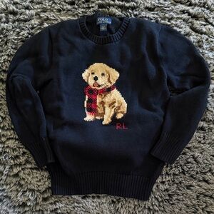 Kid’s Polo by Ralph Lauren Navy Sweater with Puppy Intarsia